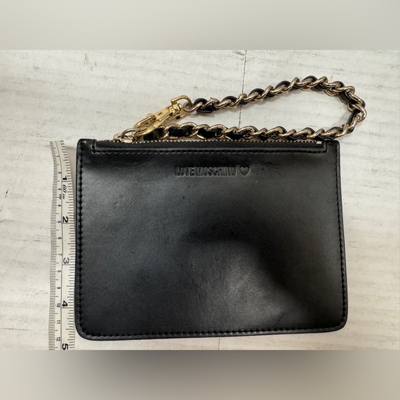 Love Moschino Black Leather Bag Organizer/Pouch Chain Zipper:  Makeup, Etc., NNT - Picture 6 of 6